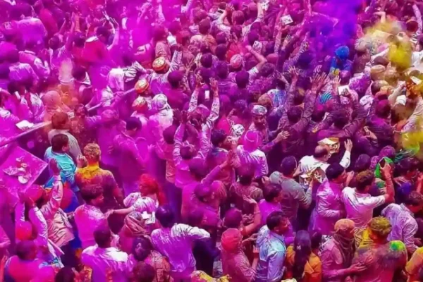 Celebrating Holi festival
