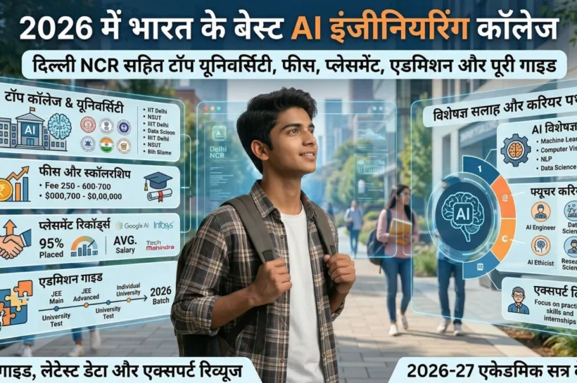 2026 में भारत के बेस्ट AI इंजीनियरिंग कॉलेज: दिल्ली NCR सहित टॉप यूनिवर्सिटी, फीस, प्लेसमेंट, एडमिशन और पूरी गाइड