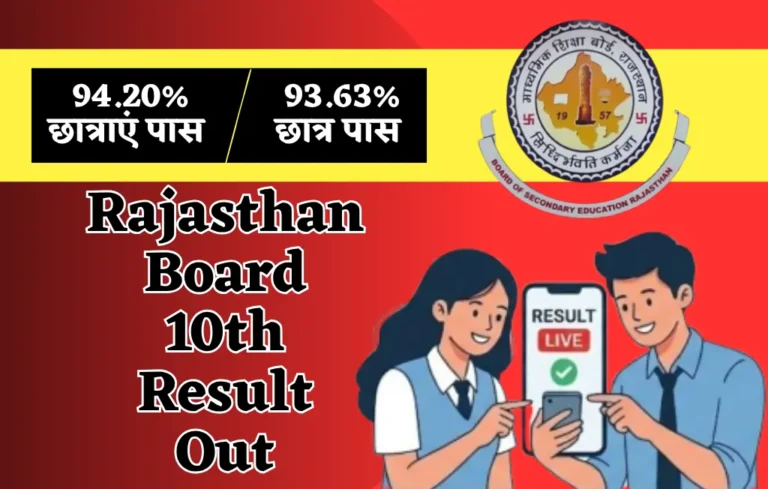 Rajasthan Board 10th Result Out, Rajasthan Board 10th Result Out