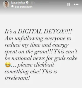 Karan Johar digital detox