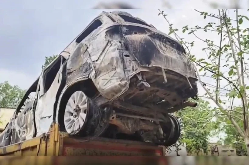BJP Leader Burnt Alive in SUV